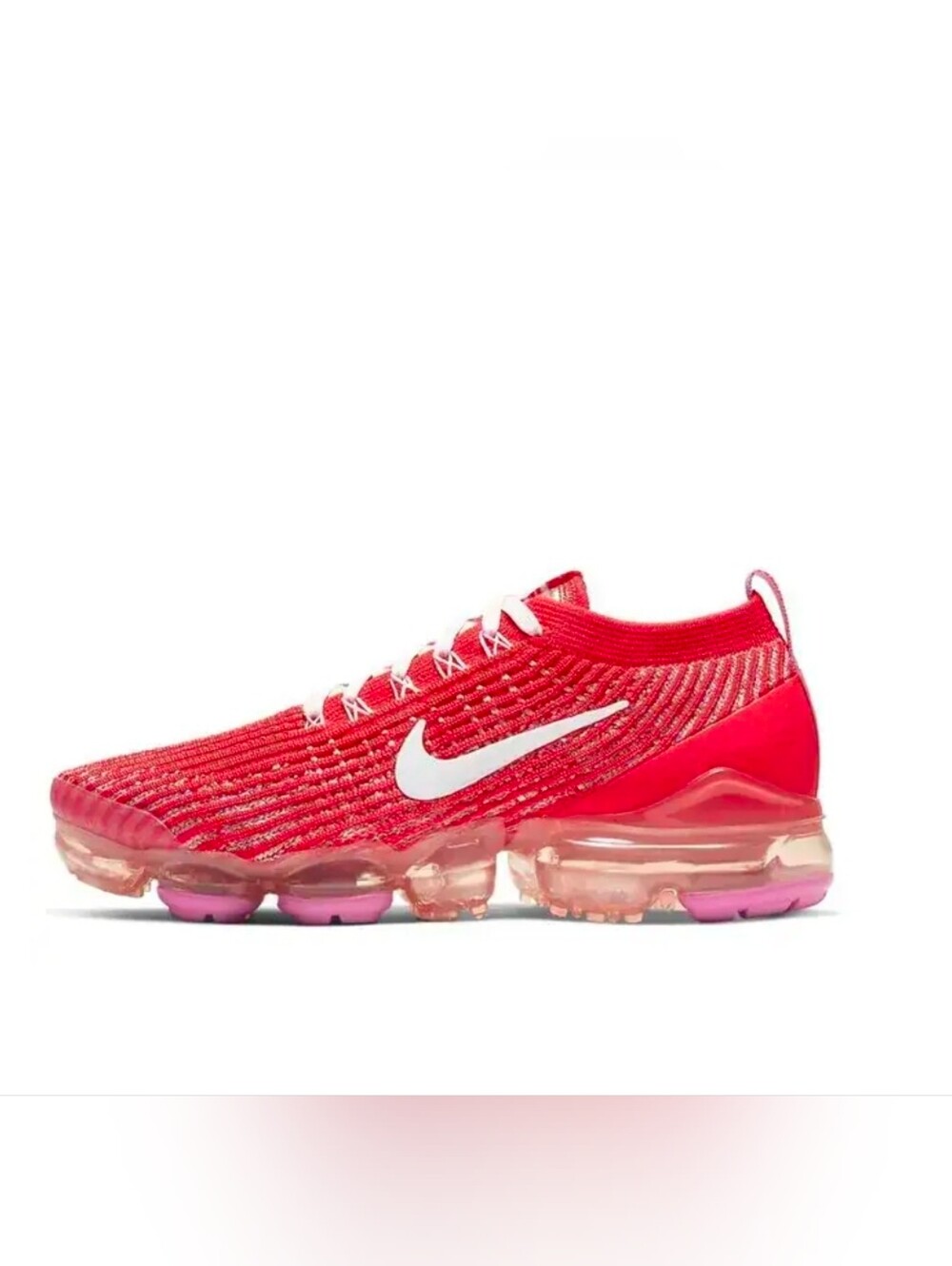 Nike Air VaporMax Flyknit 3 Track Red/Pink/White Low Top Sneakers Sz 8/EUR 39